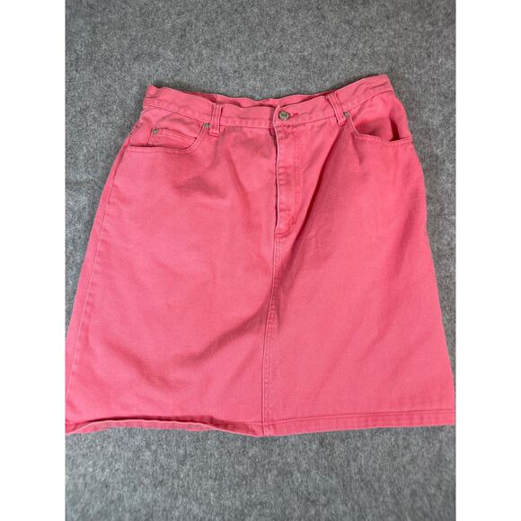 Vintage 90s Vermont Country Store Denim Jean Skirt Womens 16 Pink Cotton Grunge - Picture 4 of 7